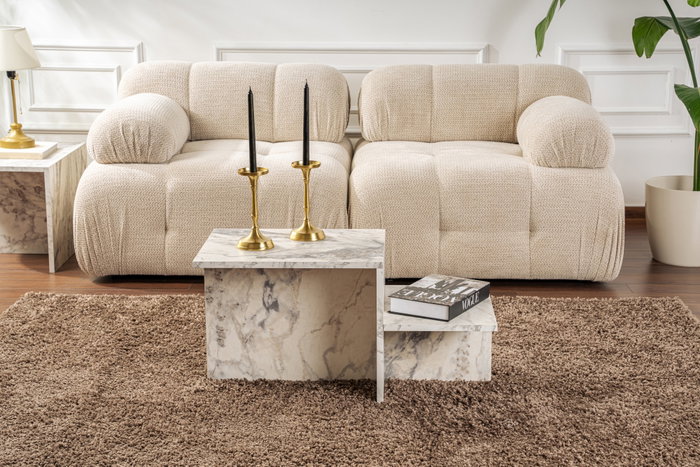 Aucune Mesa de centro Harmony Rectangular Efecto mármol fresia